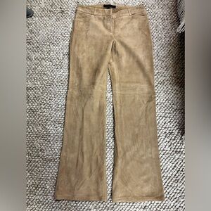 Express Design Studio Editor Low Rise Straight Leg Brown/Tan Leather Pants, 6